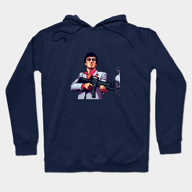 8 Bit Tony Montana artwork Hoodie by nerd.collect